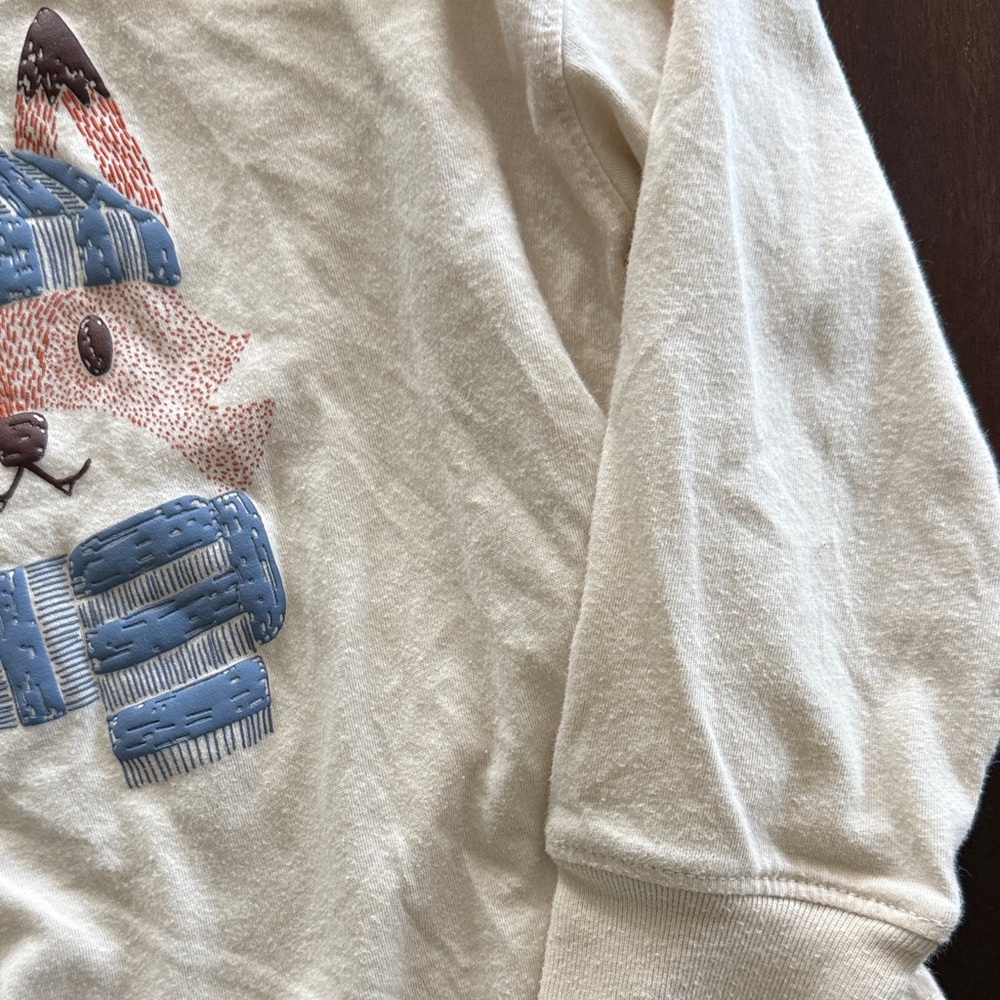 The Children's Place Cream Long-Sleeve Fox Top with Blue Beanie - Picture 7 of 7